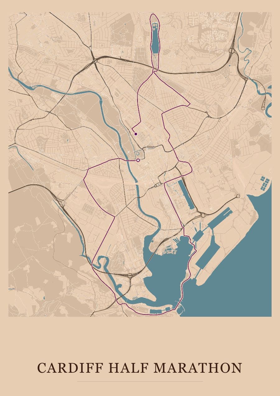 Cardiff Half Marathon — Terracotta · Full map palette poster