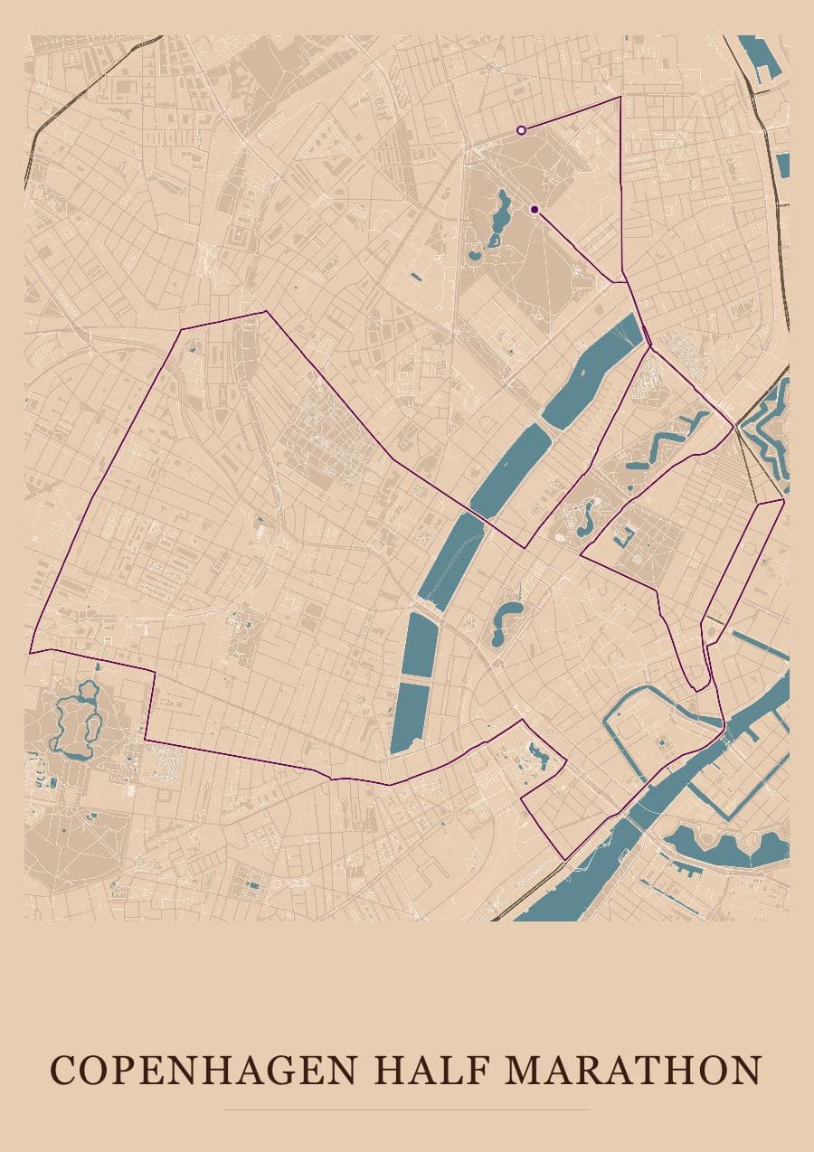 Copenhagen Half Marathon — Terracotta · Full map palette poster