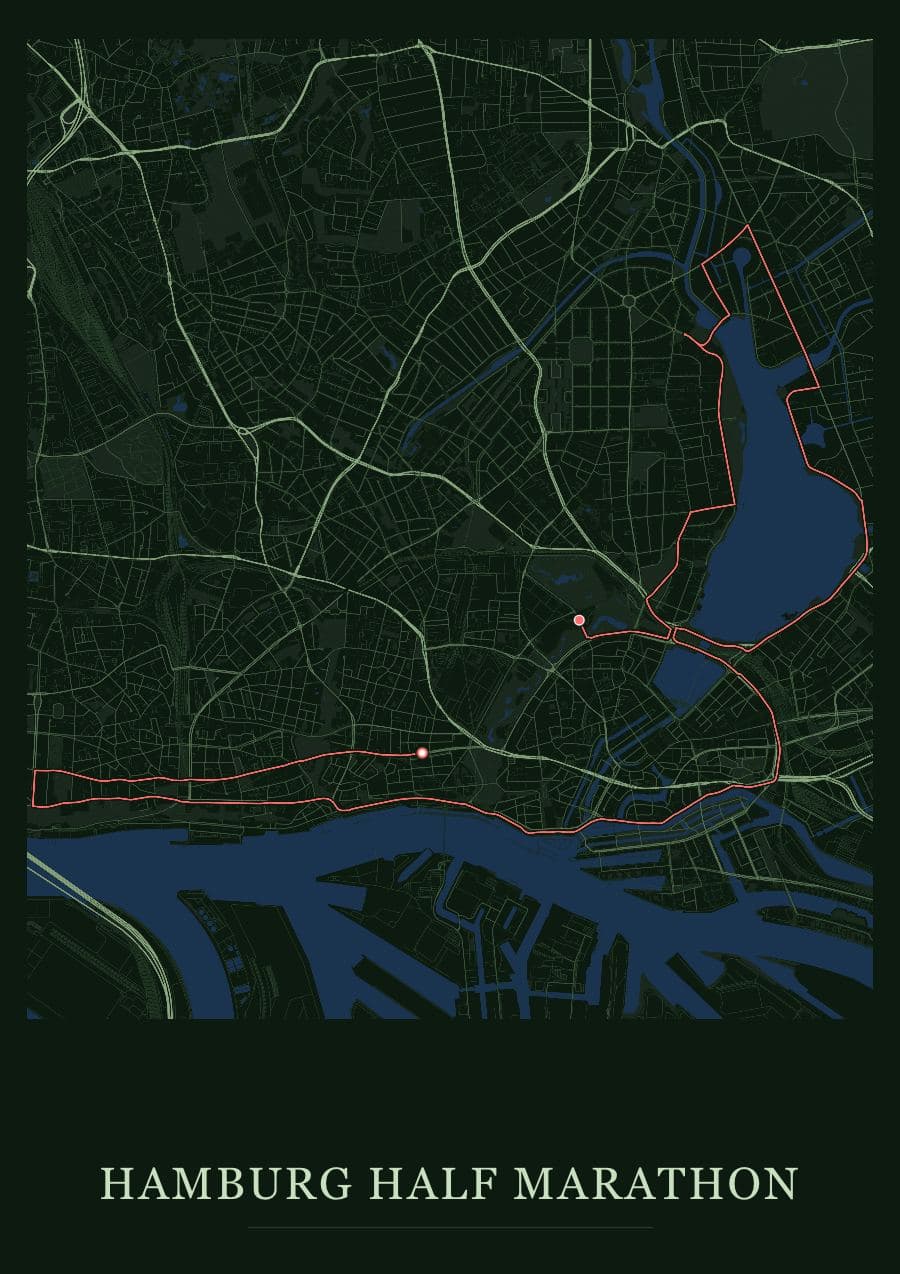 Hamburg Half Marathon — Forest · Full map palette poster
