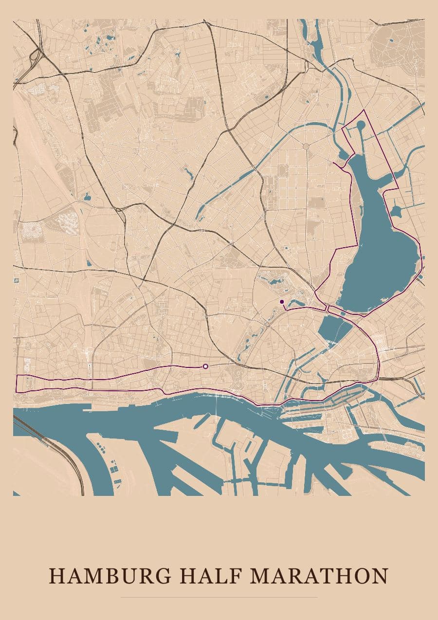 Hamburg Half Marathon — Terracotta · Full map palette poster