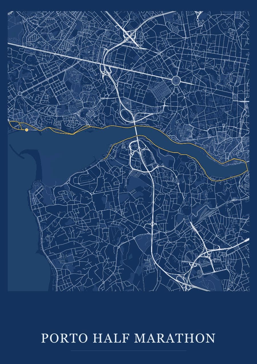 Porto Half Marathon — Blueprint · Full map palette poster