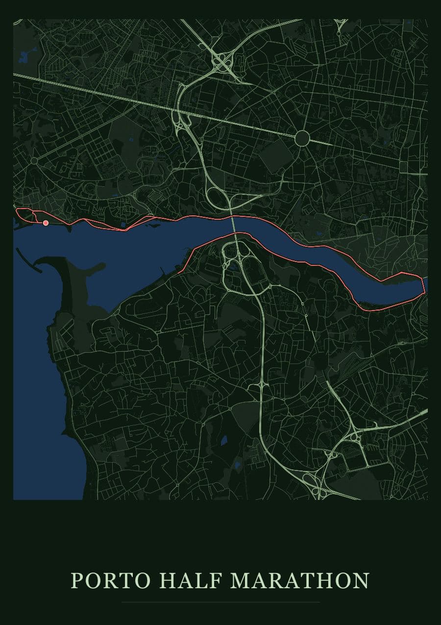 Porto Half Marathon — Forest · Full map palette poster