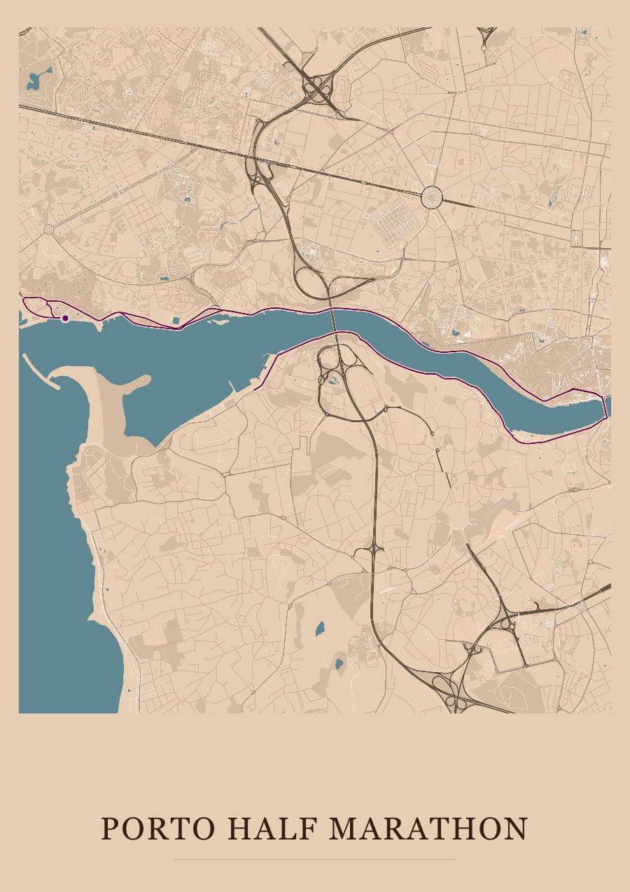 Porto Half Marathon — Terracotta · Full map palette poster
