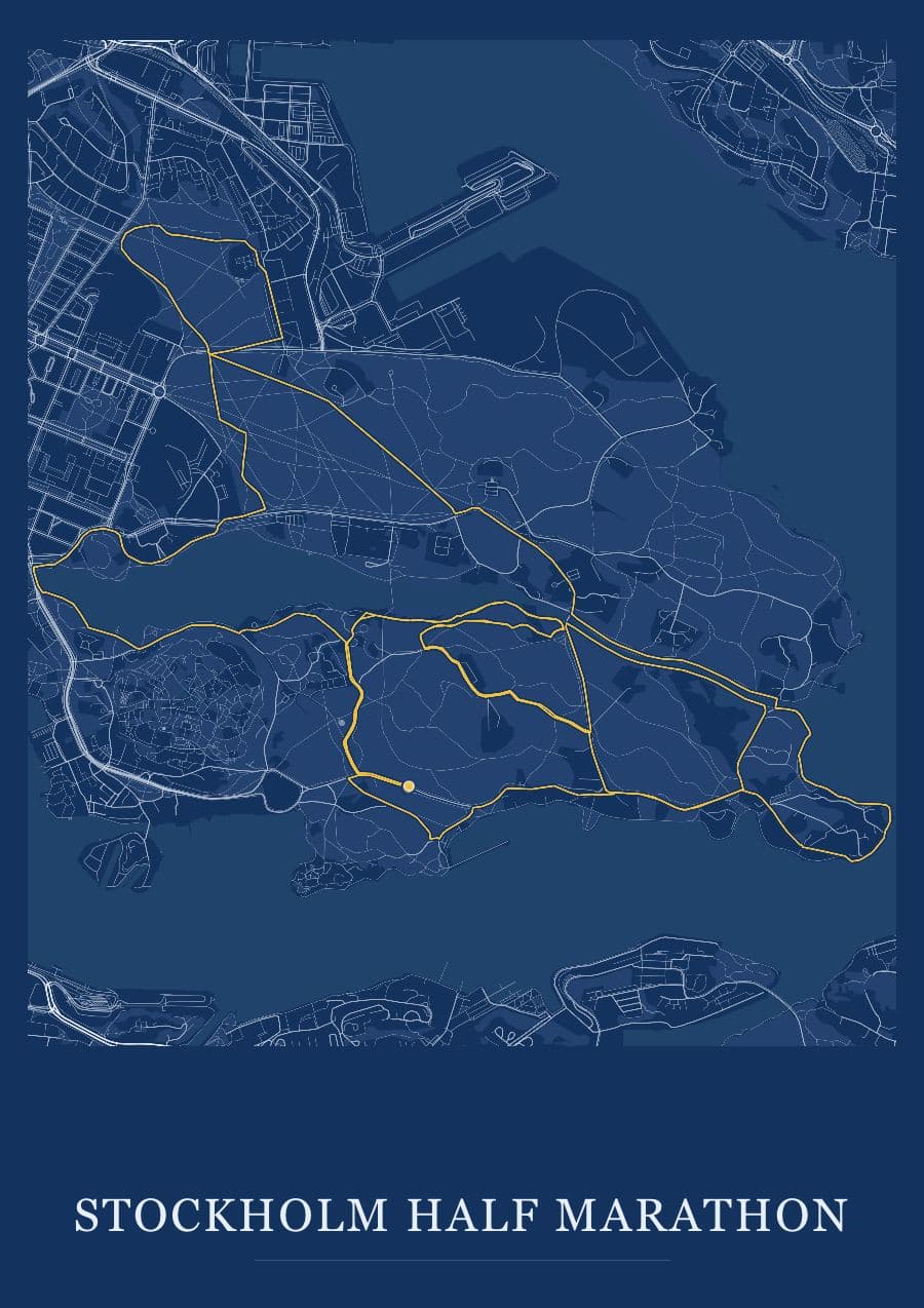 Stockholm Half Marathon — Blueprint · Full map palette poster