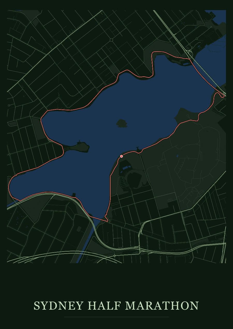 Sydney Half Marathon — Forest · Full map palette poster