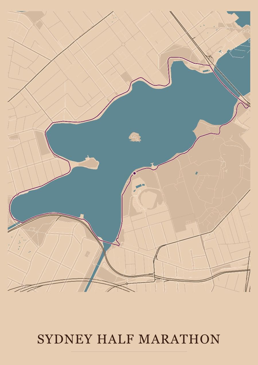Sydney Half Marathon — Terracotta · Full map palette poster