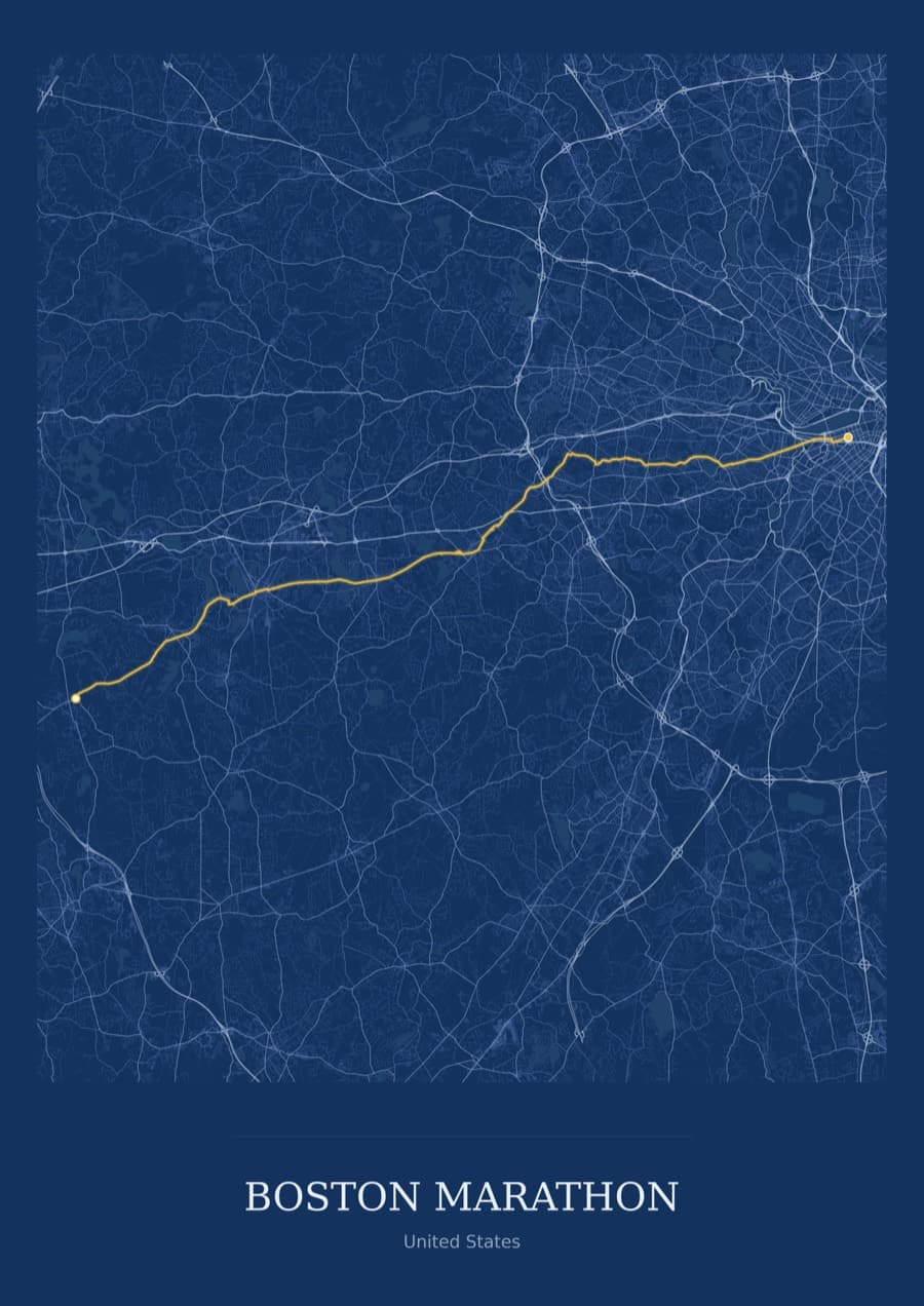 Boston Marathon — Blueprint · Full map palette poster