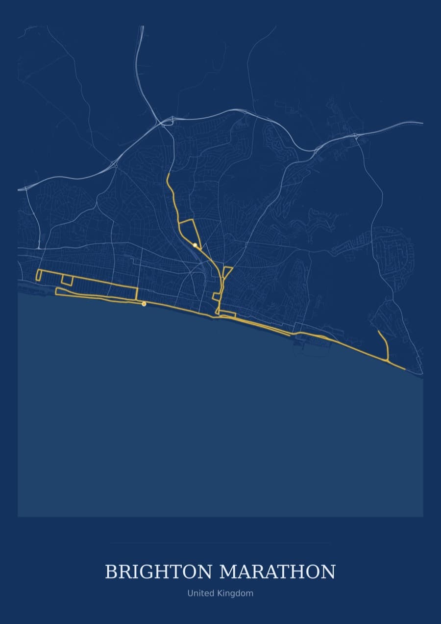 Brighton Marathon — Blueprint · Full map palette poster