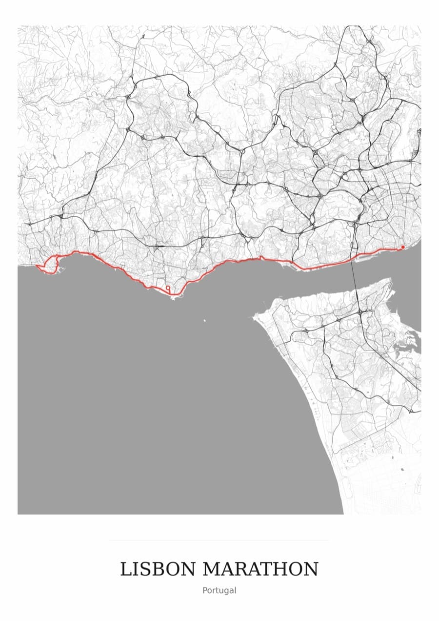 Lisbon Marathon — Mono · Full map palette poster