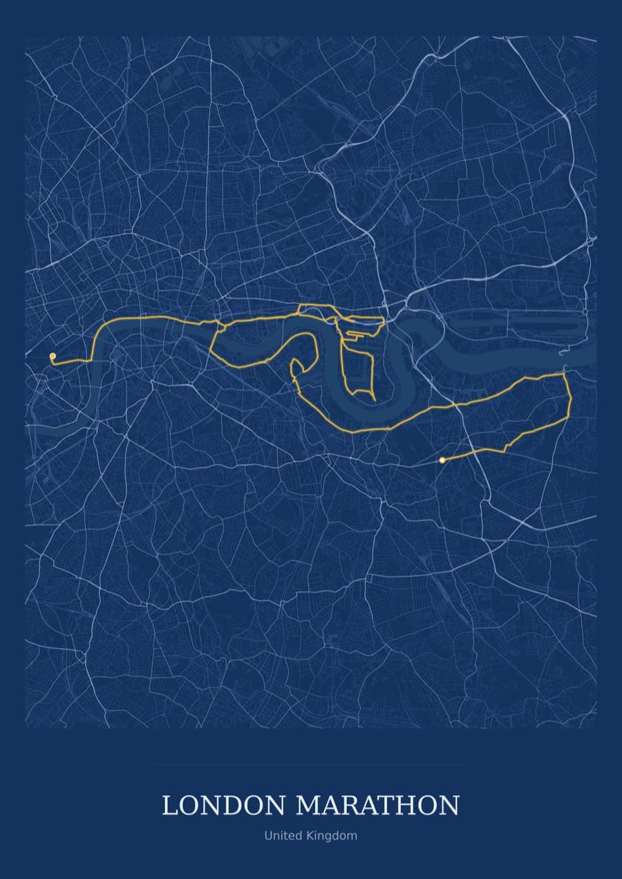 London Marathon — Blueprint · Full map palette poster
