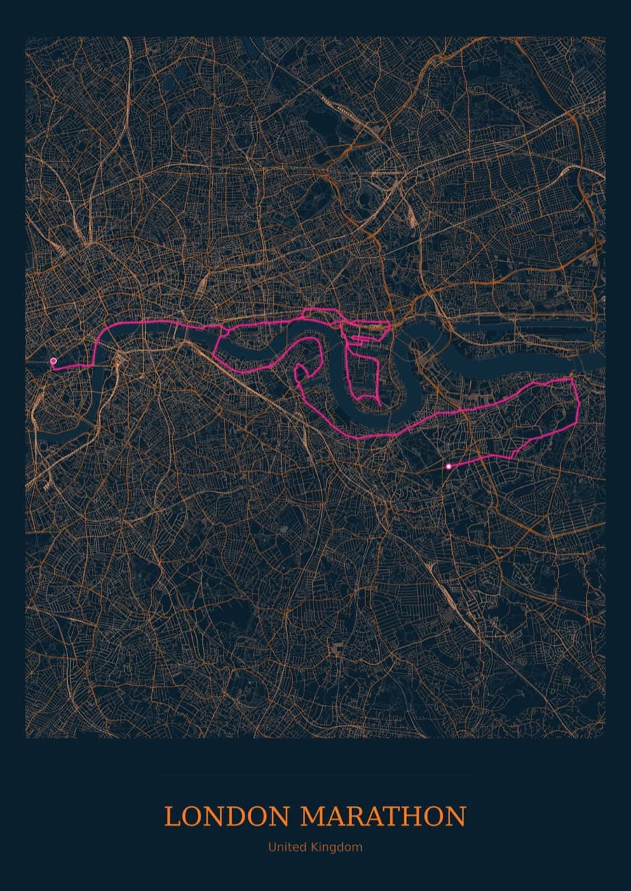 London Marathon — City Runner 2049 · Full map palette poster