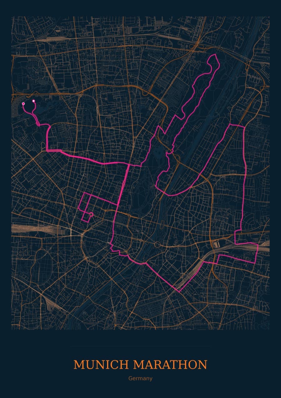 Munich Marathon — City Runner 2049 · Full map palette poster