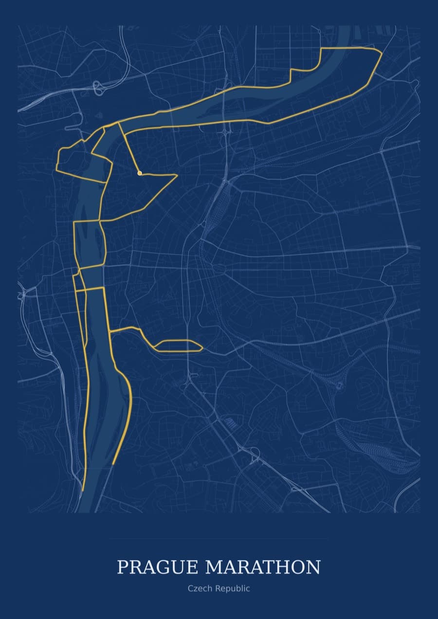 Prague Marathon — Blueprint · Full map palette poster