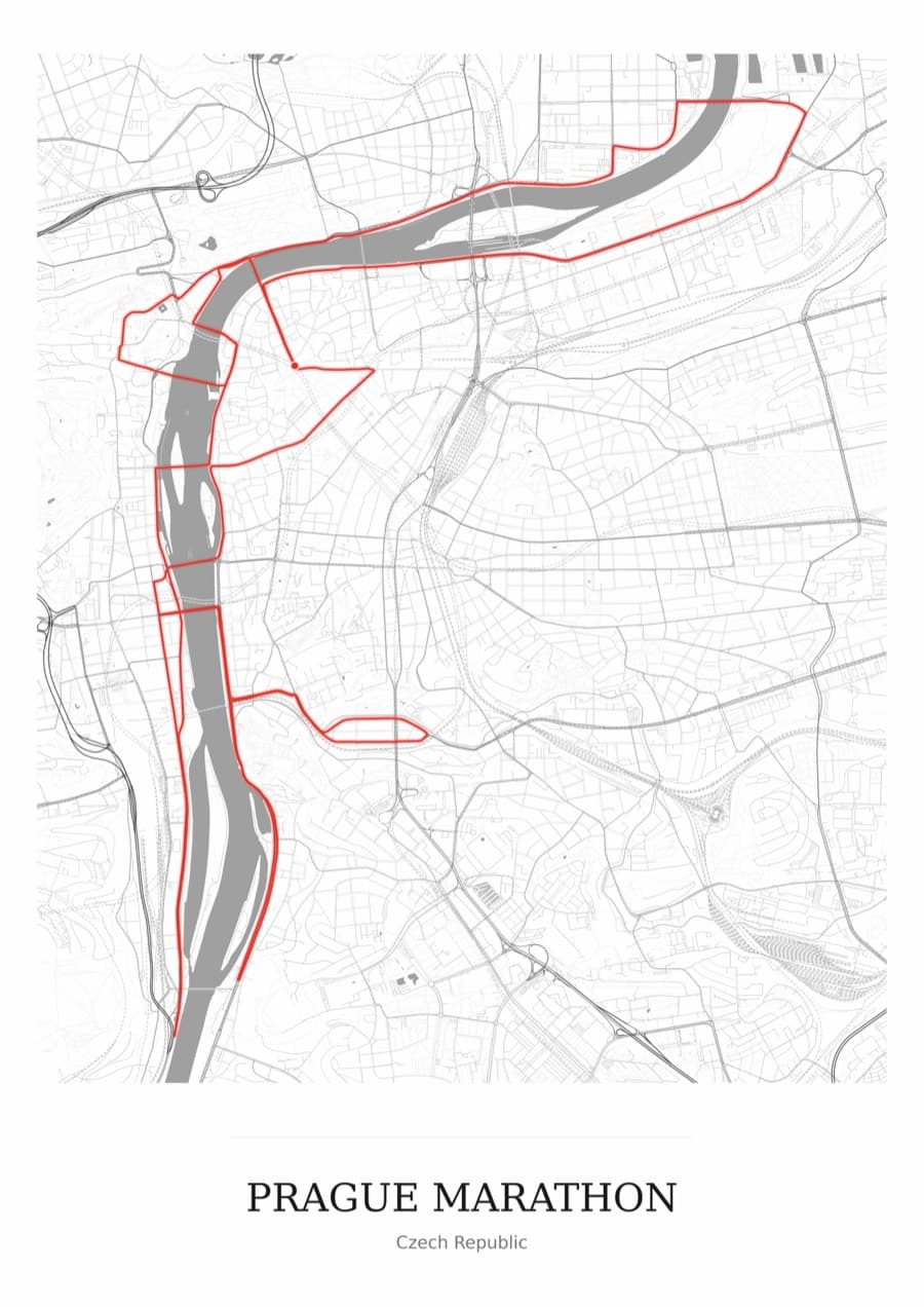 Prague Marathon — Mono · Full map palette poster