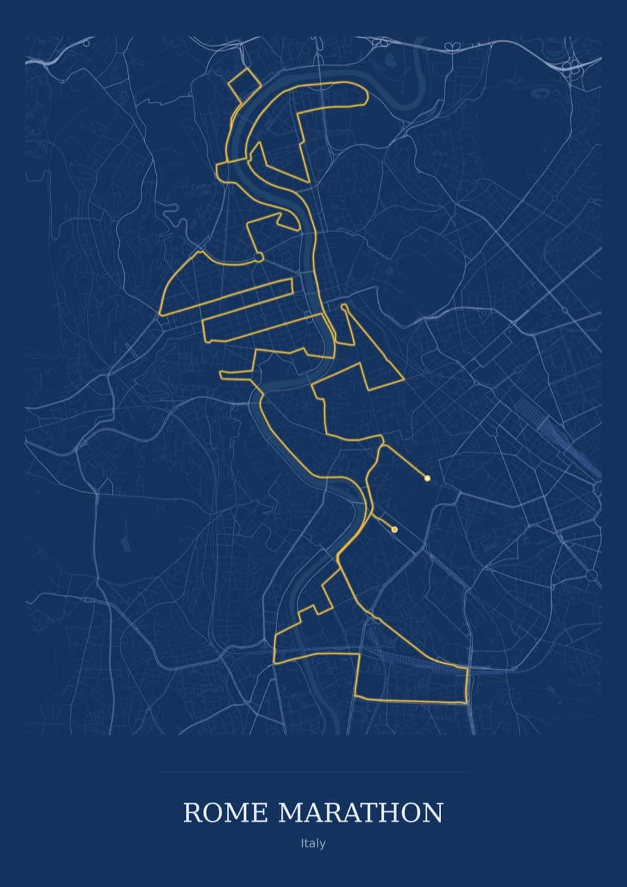 Rome Marathon — Blueprint · Full map palette poster