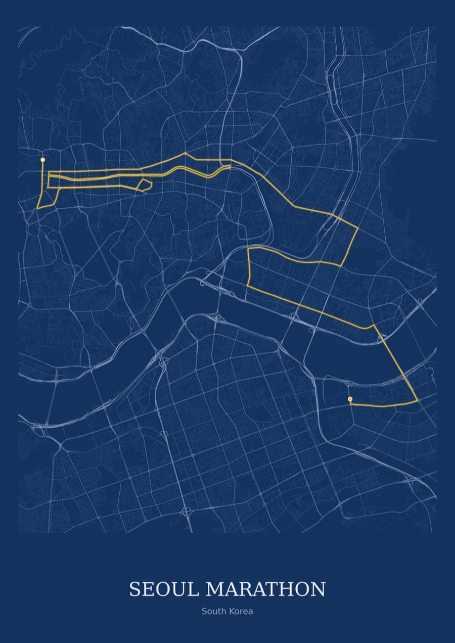 Seoul Marathon — Blueprint · Full map palette poster