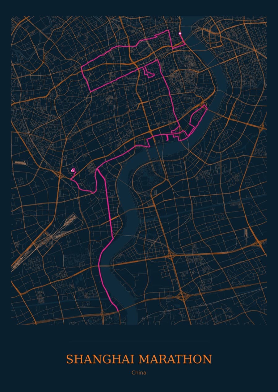 Shanghai Marathon — City Runner 2049 · Full map palette poster