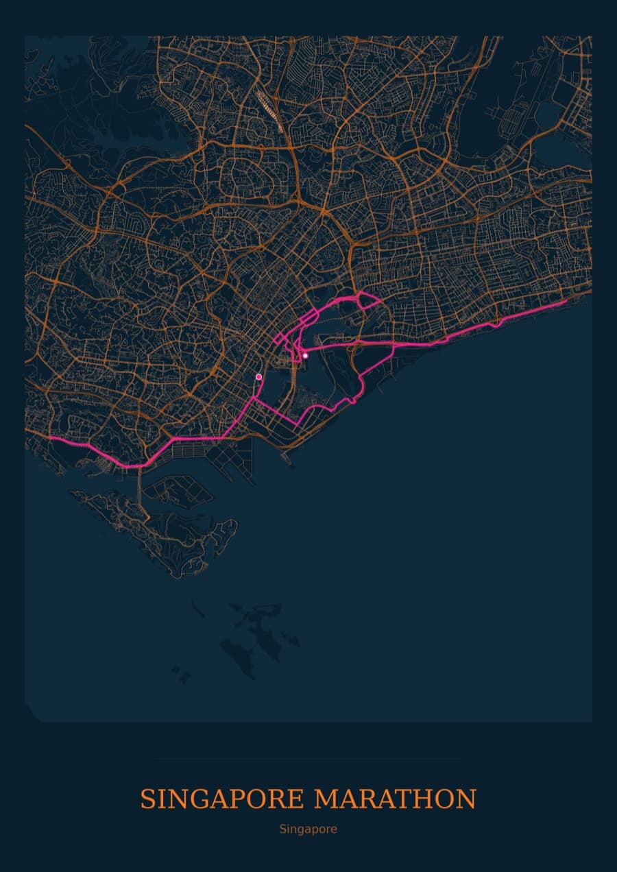 Singapore Marathon — City Runner 2049 · Full map palette poster