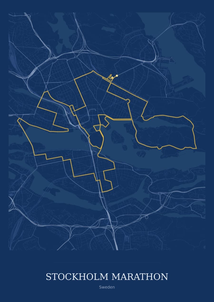 Stockholm Marathon — Blueprint · Full map palette poster