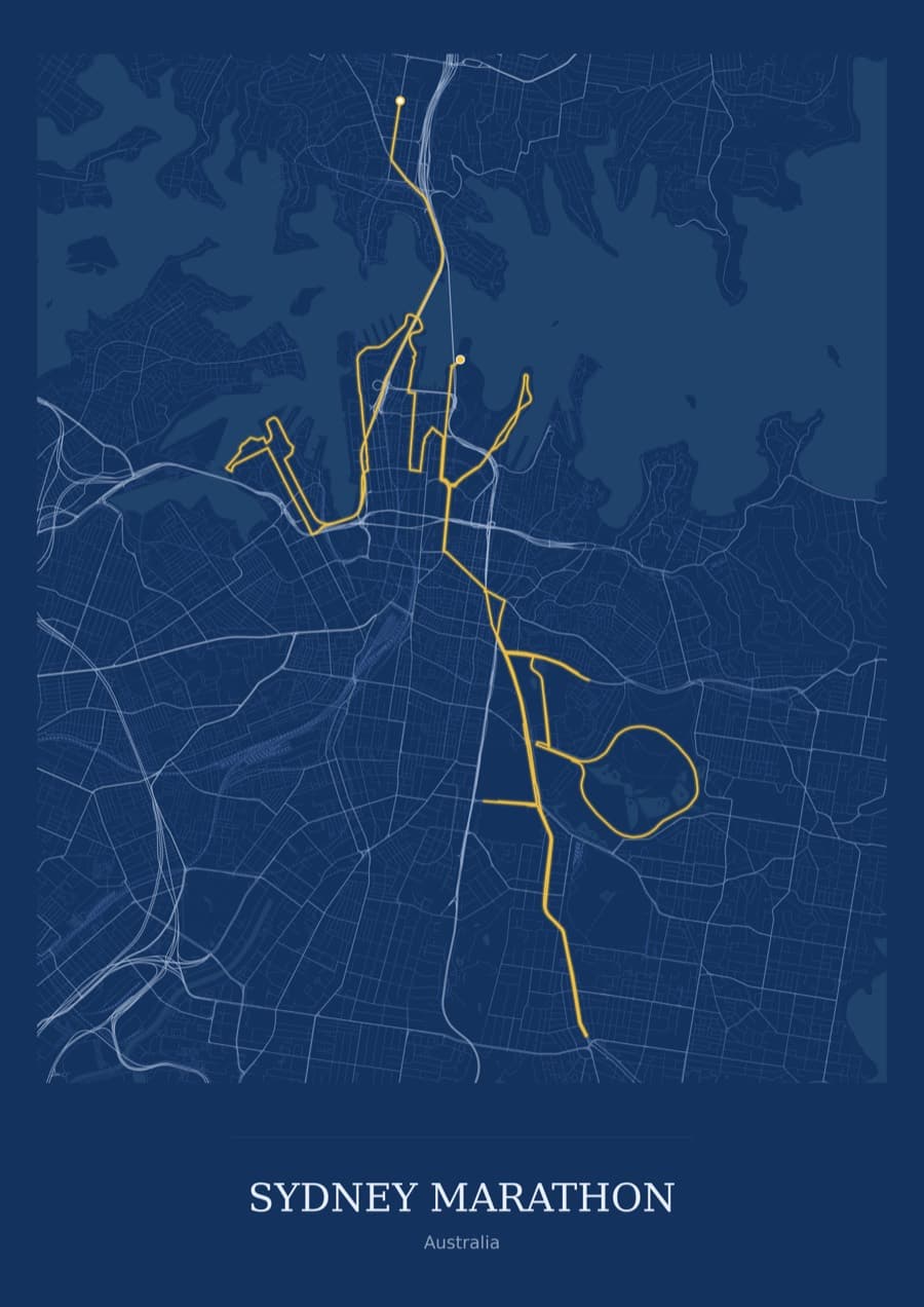 Sydney Marathon — Blueprint · Full map palette poster