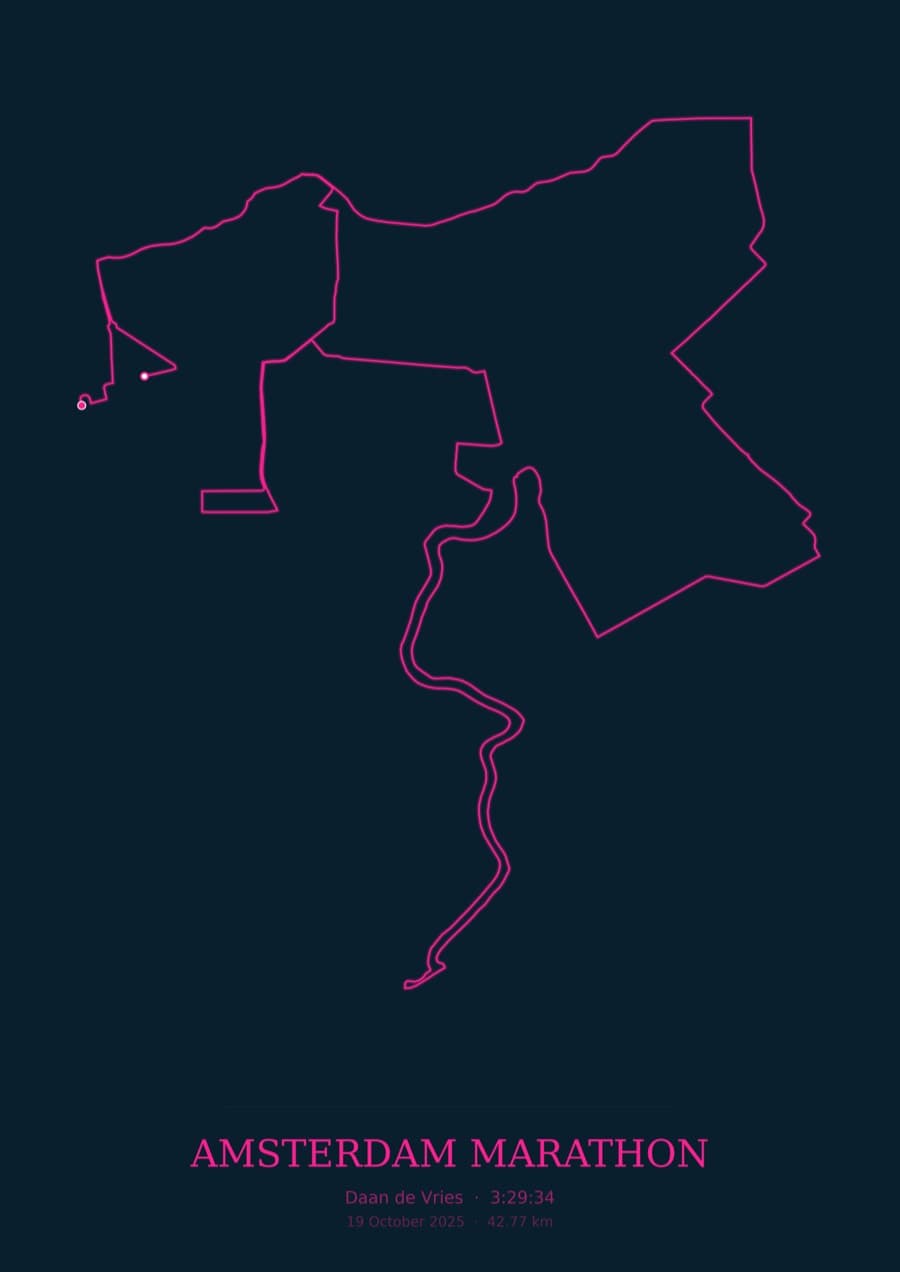 Amsterdam Marathon — City Runner 2049 · Route study palette poster
