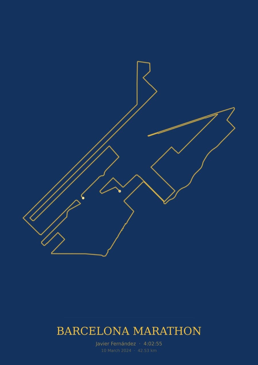 Barcelona Marathon — Blueprint · Route study palette poster