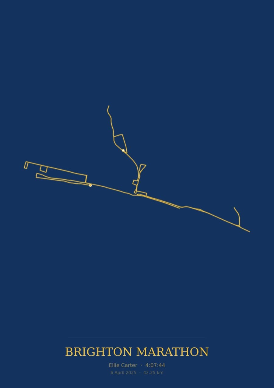 Brighton Marathon — Blueprint · Route study palette poster