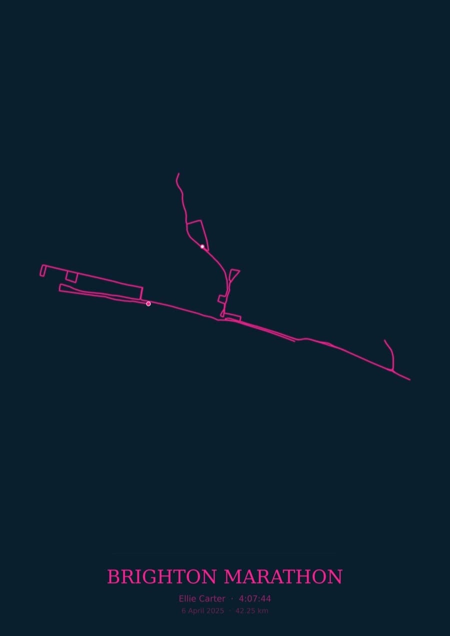 Brighton Marathon — City Runner 2049 · Route study palette poster