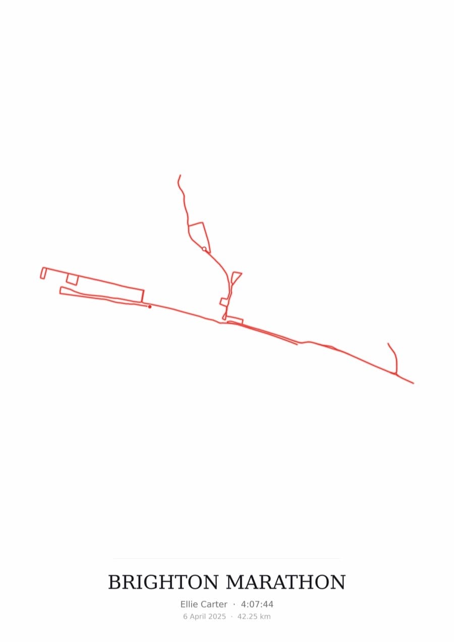 Brighton Marathon — Mono · Route study palette poster