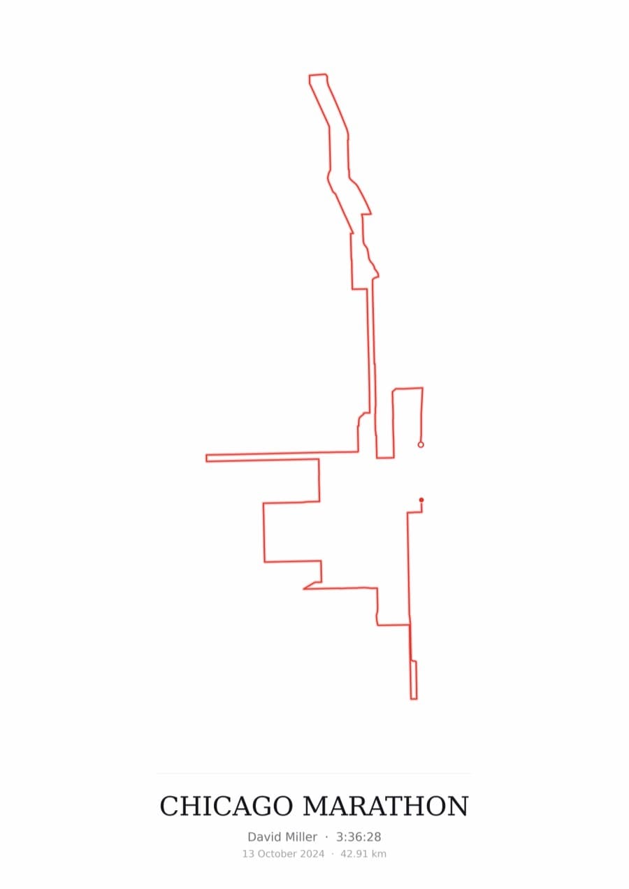 Chicago Marathon — Mono · Route study palette poster