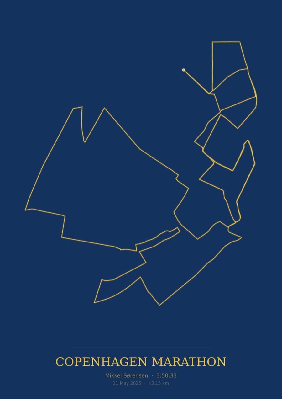 Copenhagen Marathon — Blueprint · Route study palette poster