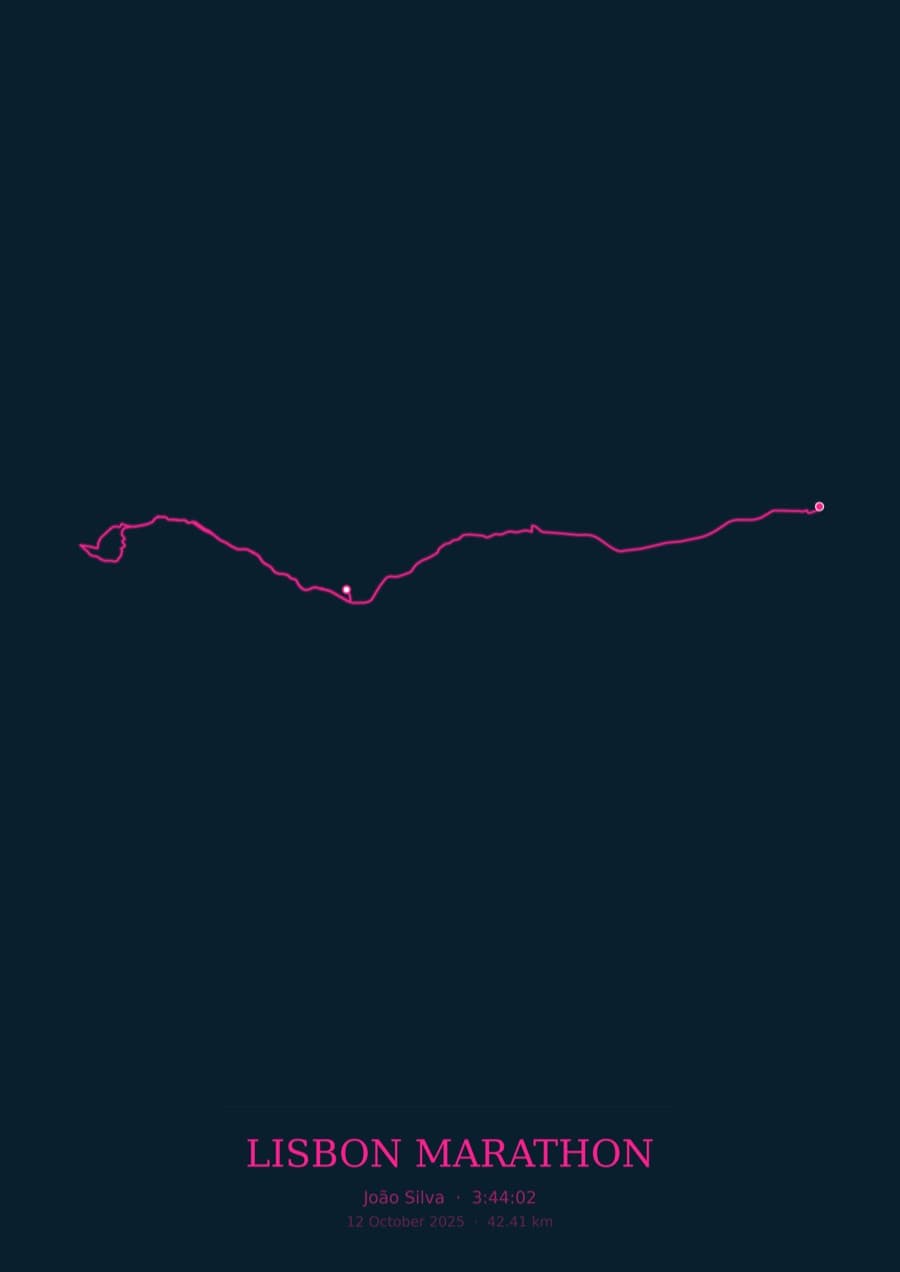 Lisbon Marathon — City Runner 2049 · Route study palette poster