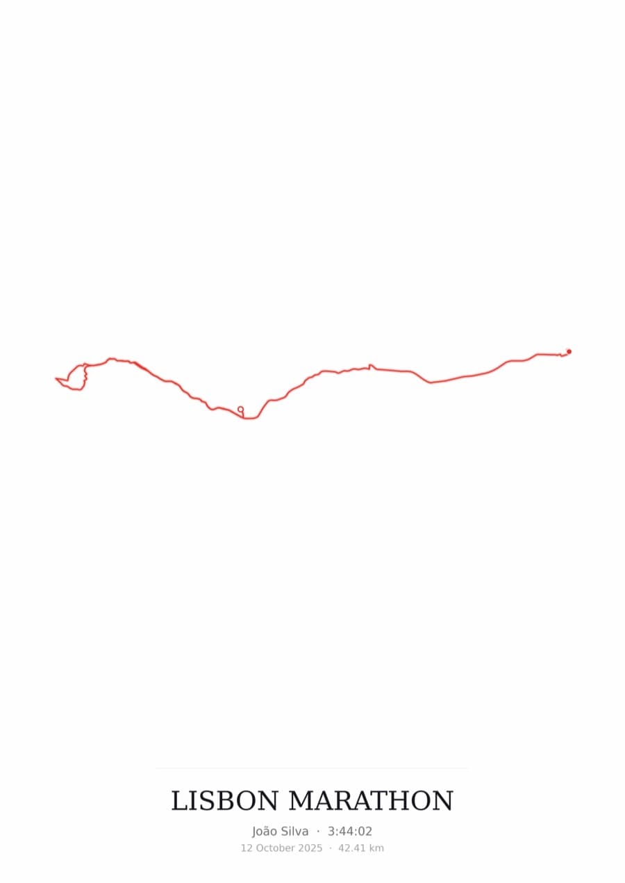 Lisbon Marathon — Mono · Route study palette poster