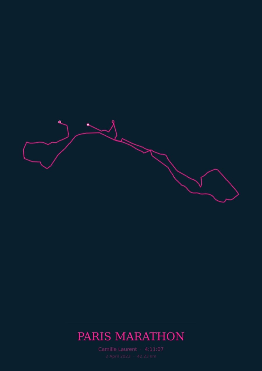 Paris Marathon — City Runner 2049 · Route study palette poster