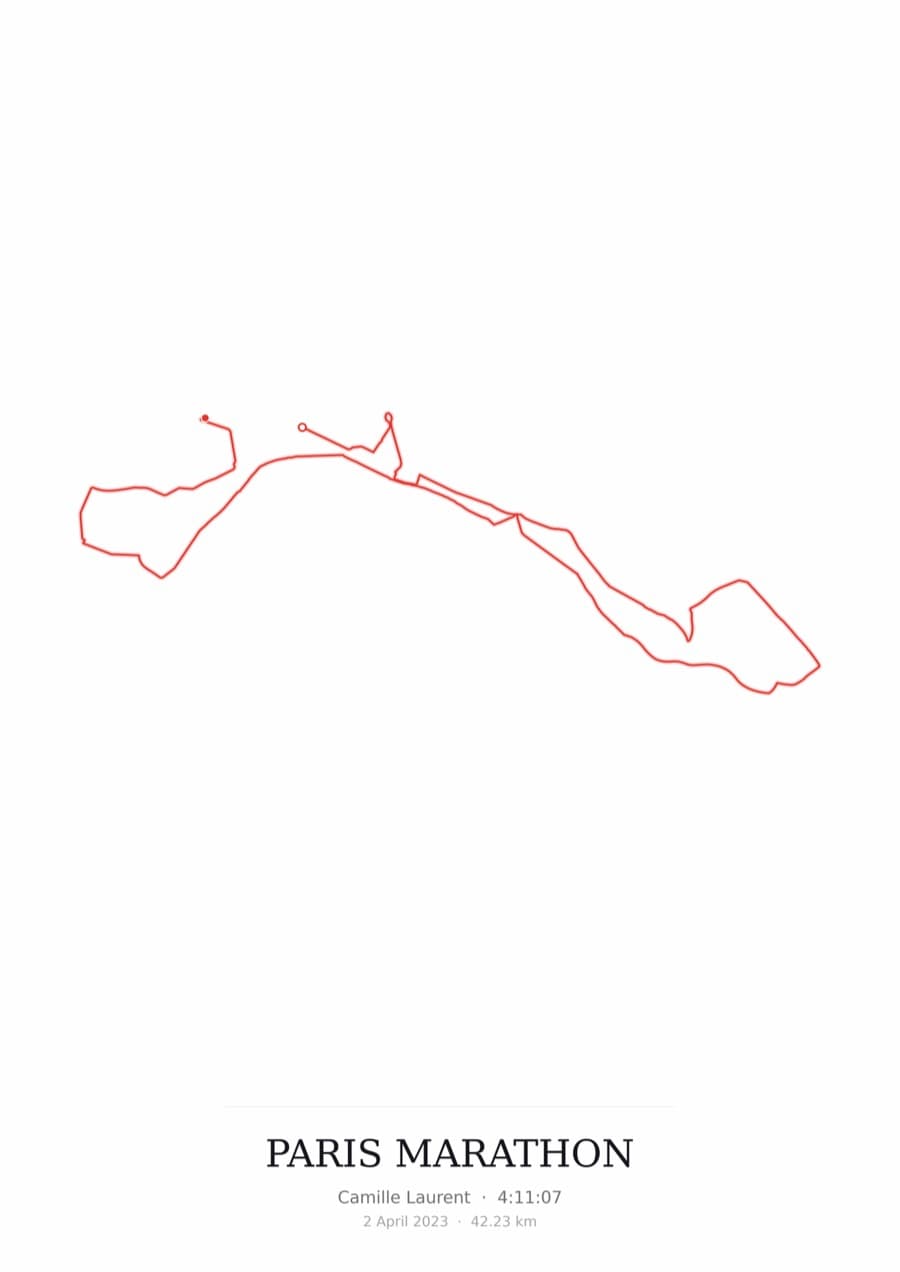Paris Marathon — Mono · Route study palette poster