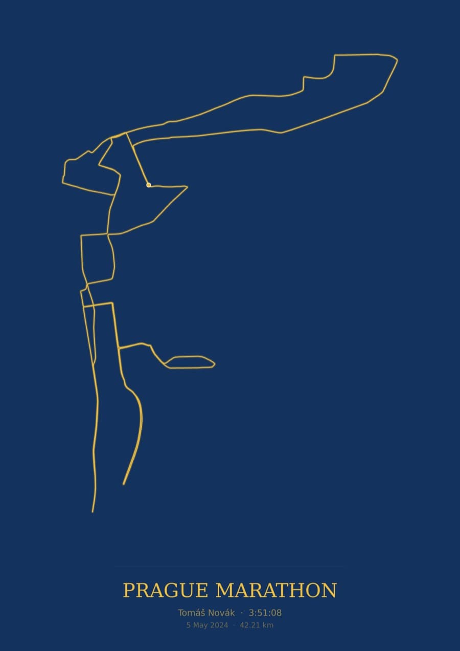 Prague Marathon — Blueprint · Route study palette poster