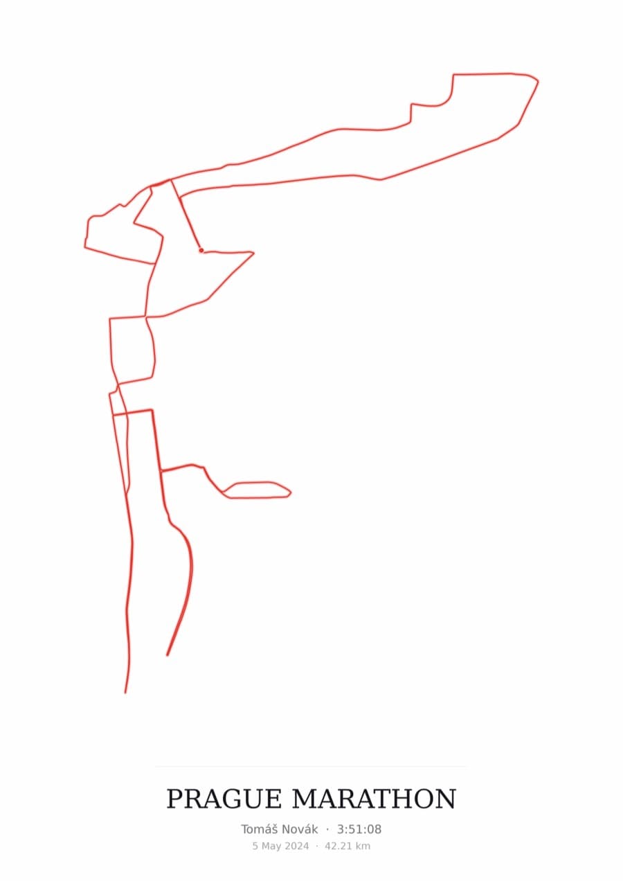 Prague Marathon — Mono · Route study palette poster