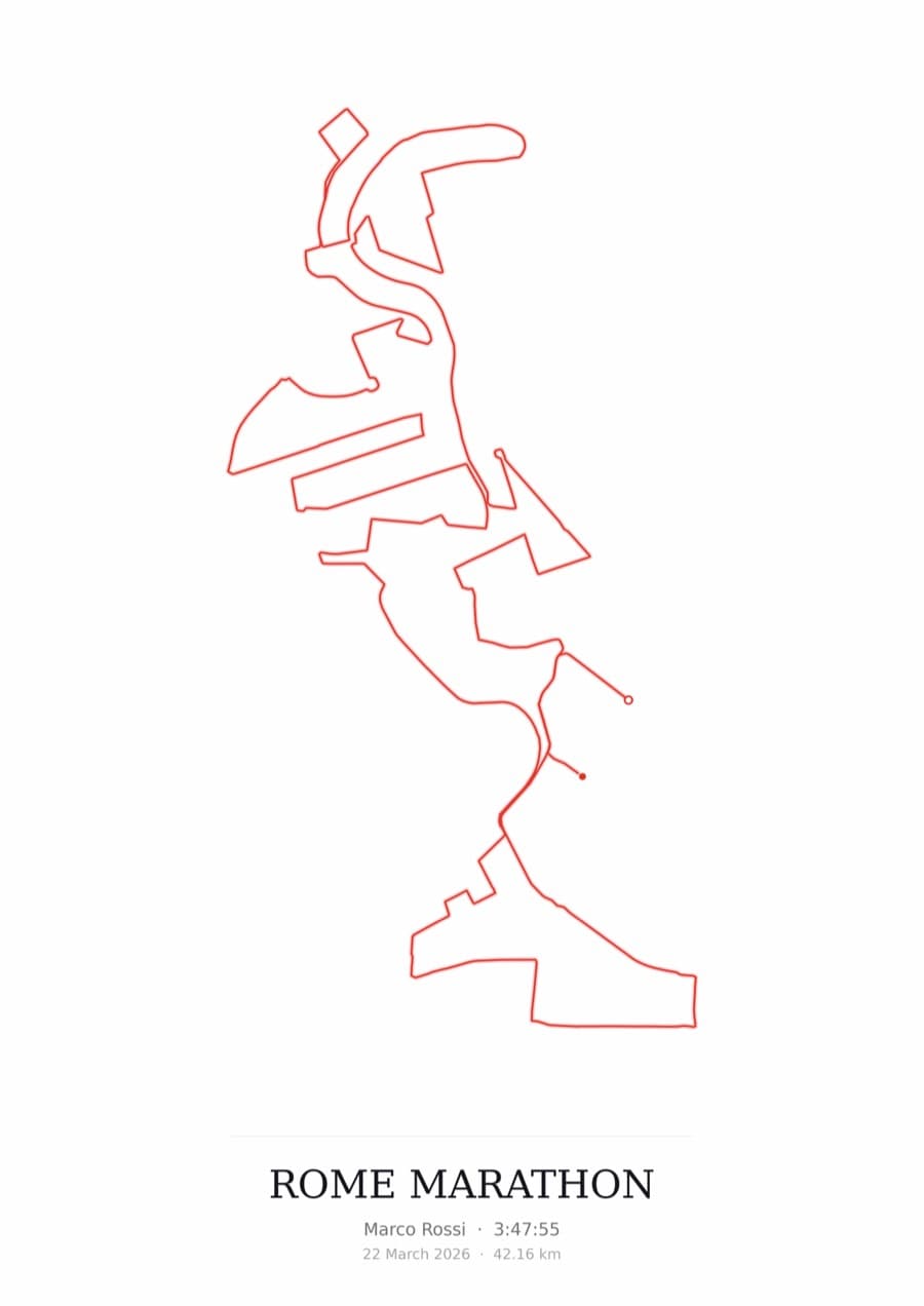 Rome Marathon — Mono · Route study palette poster