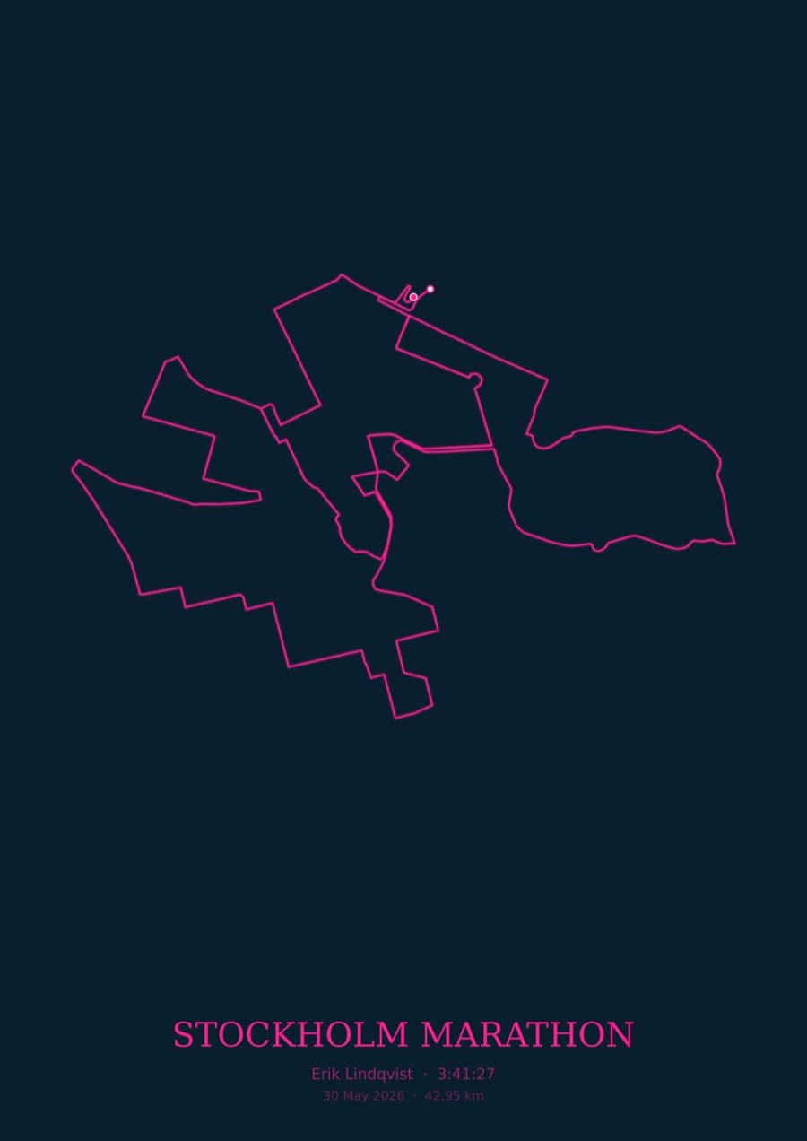 Stockholm Marathon — City Runner 2049 · Route study palette poster
