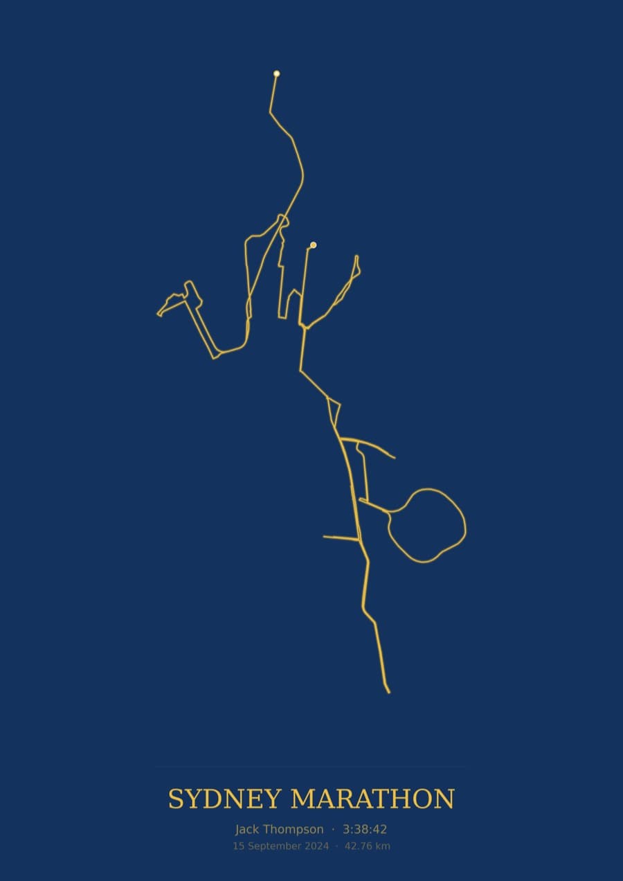 Sydney Marathon — Blueprint · Route study palette poster