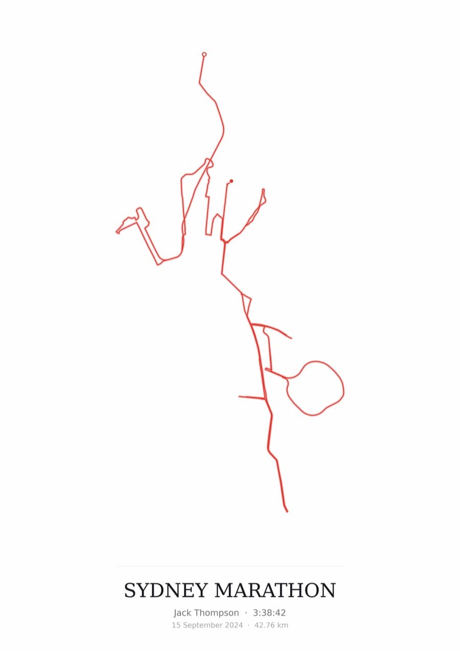 Sydney Marathon — Mono · Route study palette poster
