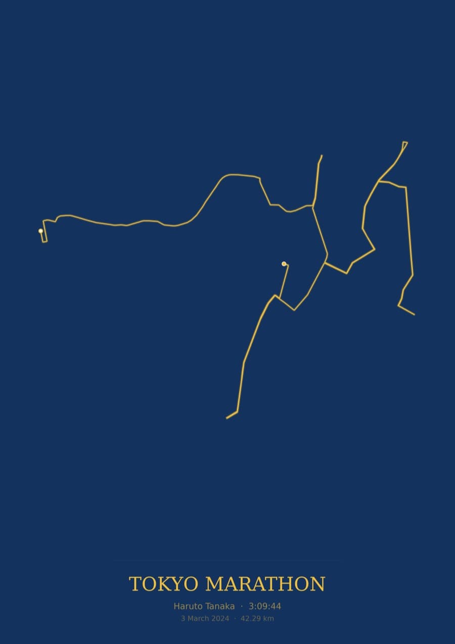 Tokyo Marathon — Blueprint · Route study palette poster