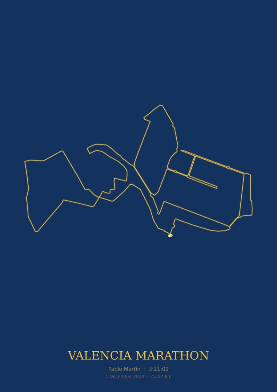 Valencia Marathon — Blueprint · Route study palette poster