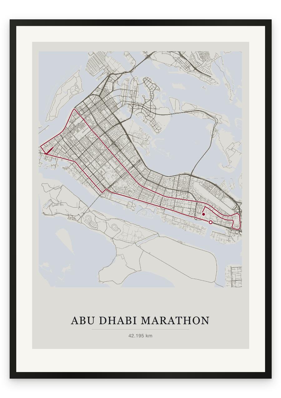 Abu Dhabi Marathon route print — Chalk palette, classic map