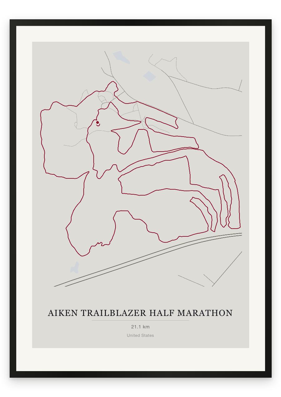 Aiken Trailblazer Half Marathon route print — Chalk palette, classic map