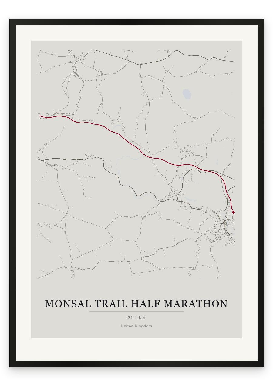 Monsal Trail Half Marathon route print — Chalk palette, classic map