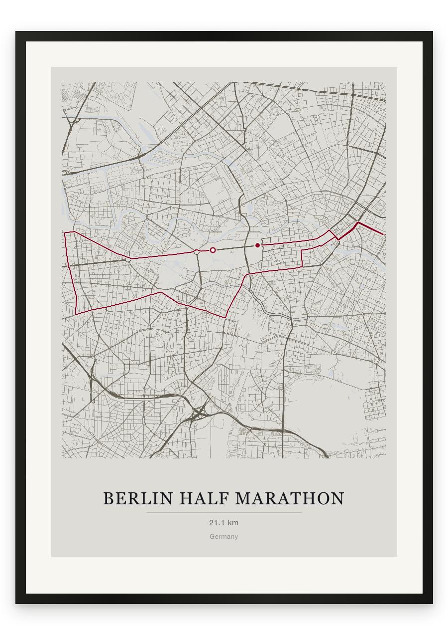 Berlin Half Marathon route print — Chalk palette, classic map