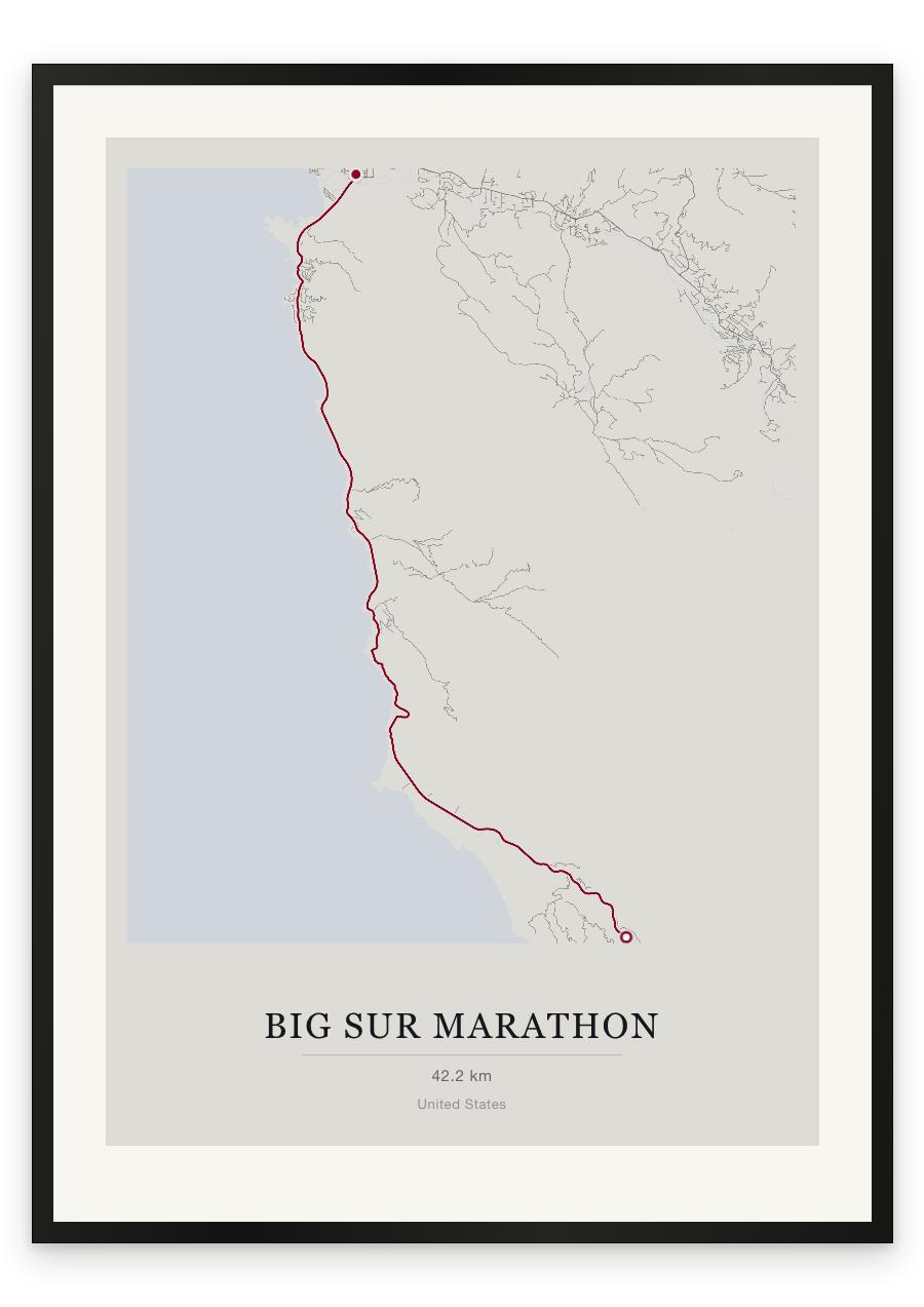 Big Sur Marathon route print — Chalk palette, classic map
