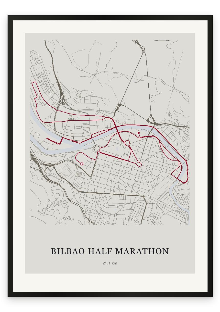 Bilbao Half Marathon route print — Chalk palette, classic map