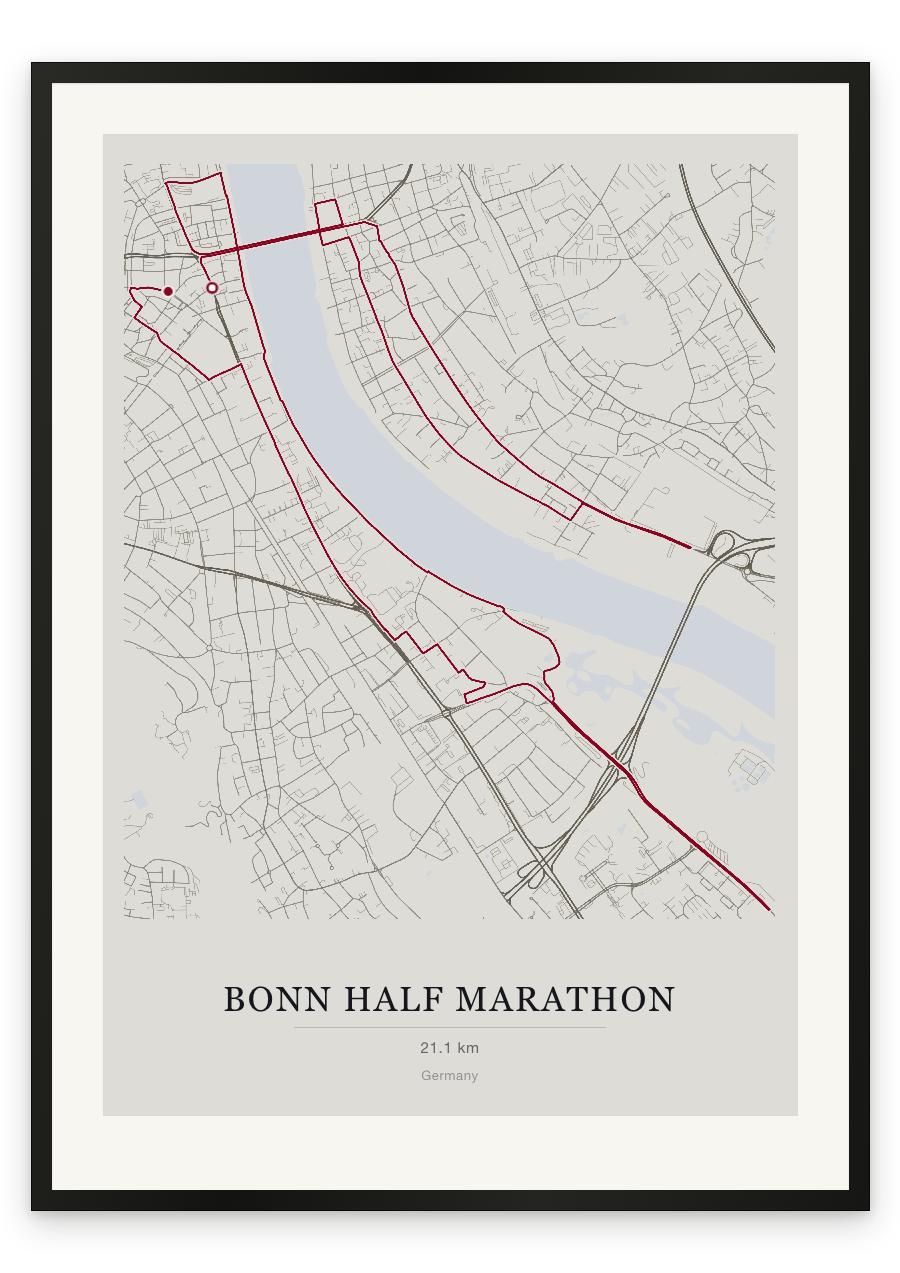 Bonn Half Marathon route print — Chalk palette, classic map
